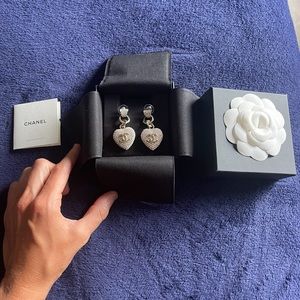 Chanel Crystal Heart Earrings